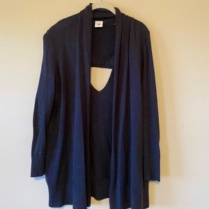 Women’s cardigan sweater with back cut out